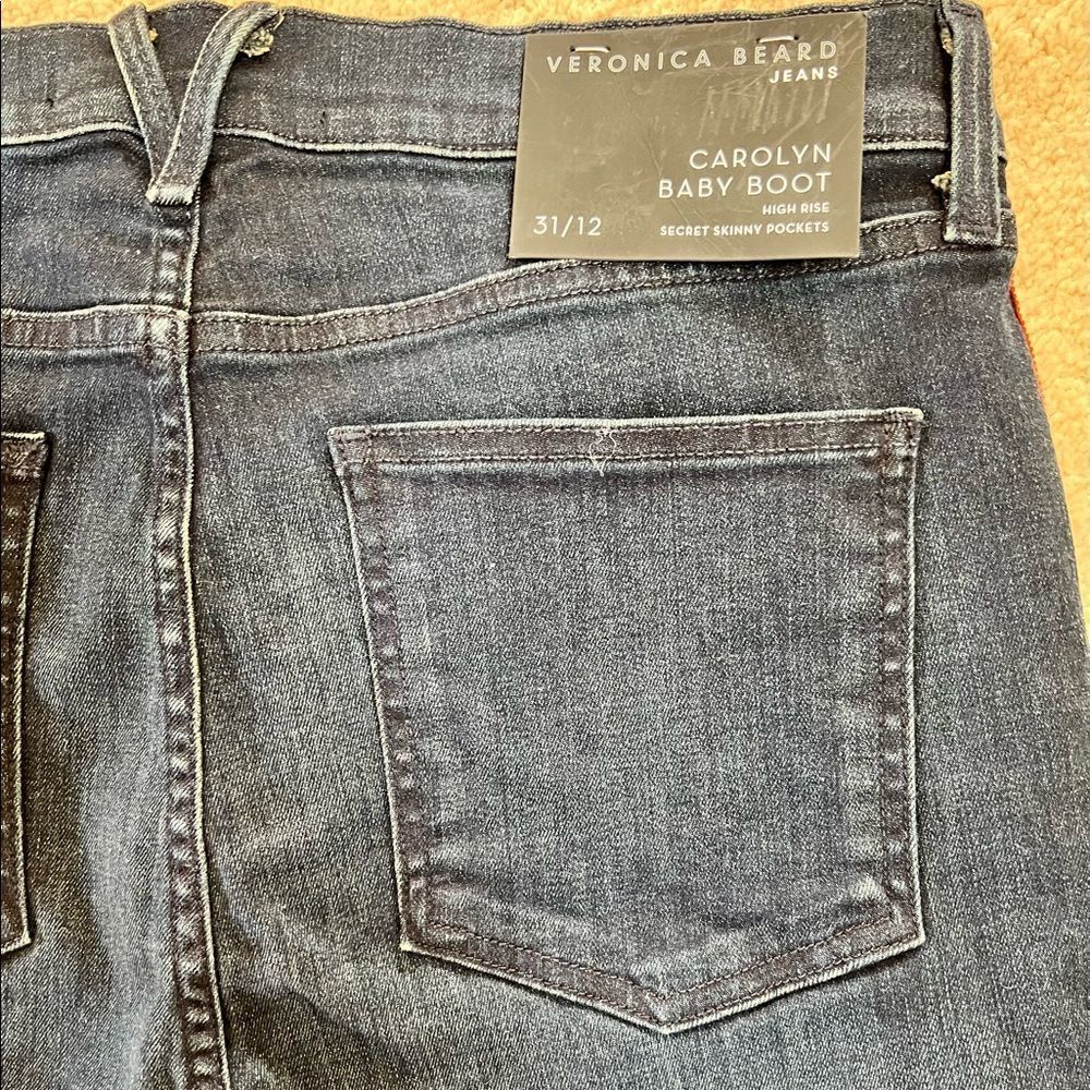 VERONICA BEARD Carolyn Baby Boot High Rise Tux Flare Leg Jeans Size 12 - Picture 9 of 12